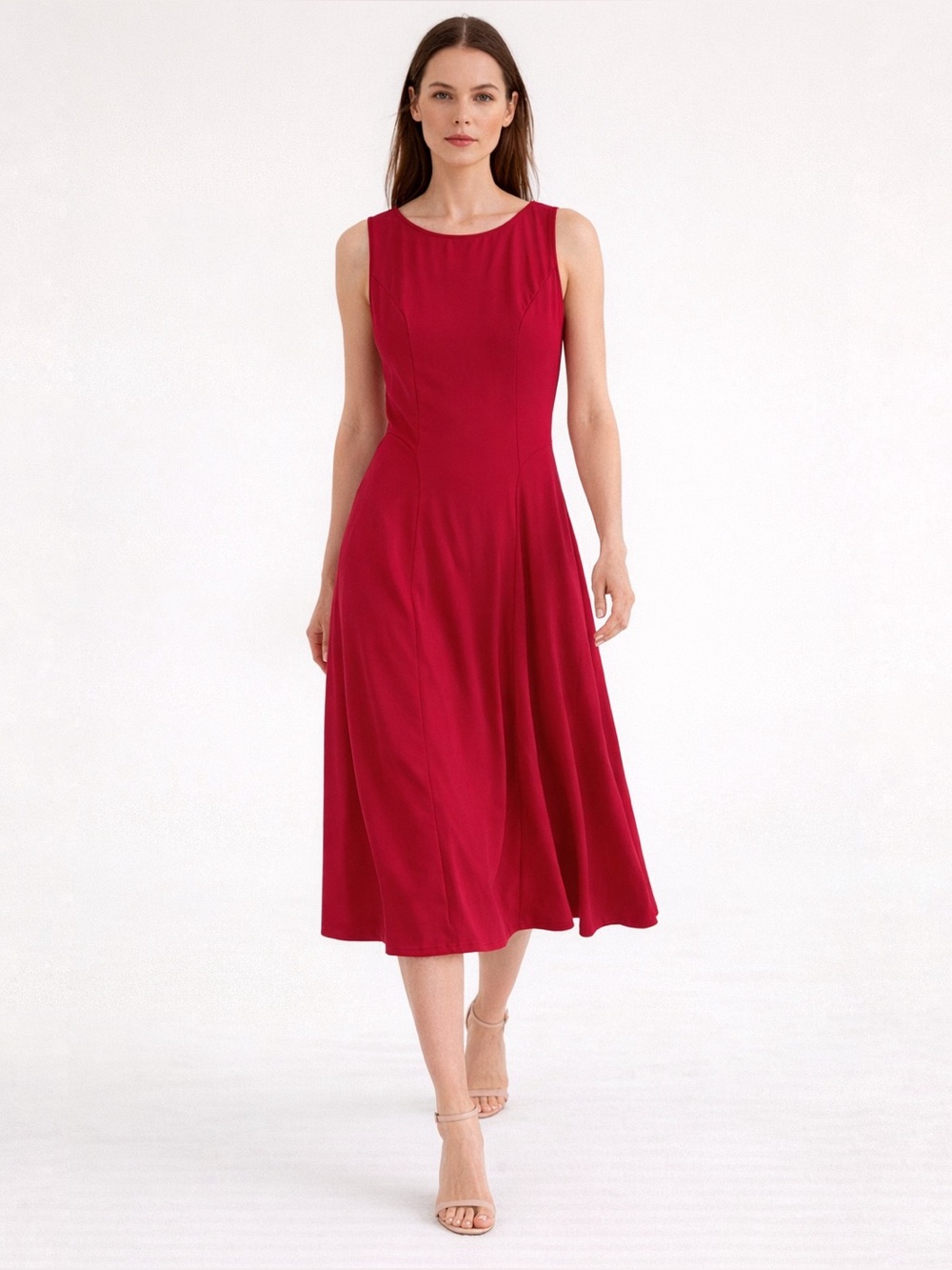 NWT Grace Karen Red Sleeveless Midi Dress Size Large